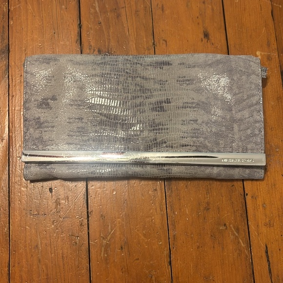 Michael Kors Metallic Leather Croc Clutch Handbag - Picture 3 of 8